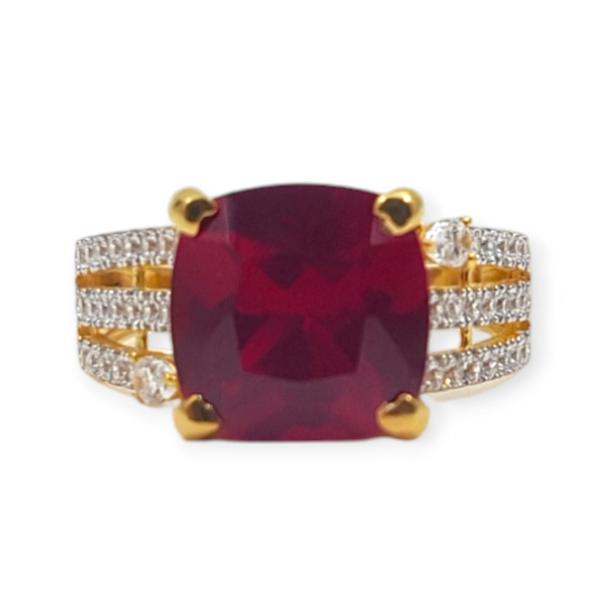 Beautiful Gold Ring in Zerkons and Amazing Ruby with Beautiful Design for Ladies